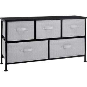 imageAmazon Basics Extra Wide Fabric 5Drawer Storage Organizer Unit for Closet BronzeBlack