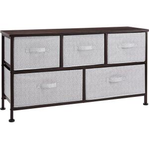 imageAmazon Basics Extra Wide Fabric 5Drawer Storage Organizer Unit for Closet BronzeBronze