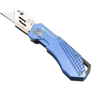 imageAmazon Basics Folding Utility Knife Lightweight Aluminum Body RedLight Blue