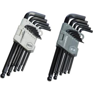 imageAmazon Basics Hex Key Allen Wrench Long Arm Metric and Standard Sizes 26Piece