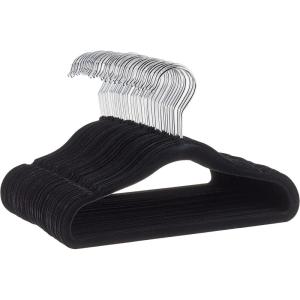 imageAmazon Basics Kids Velvet NonSlip Clothes Hangers for Infant and Toddler 116 in for baby clothes Pack of 50 BlushBlack