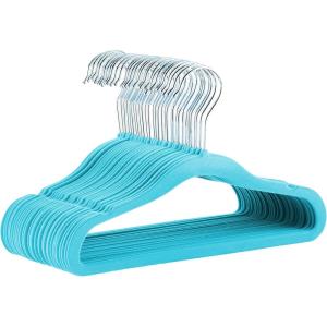 imageAmazon Basics Kids Velvet NonSlip Clothes Hangers for Infant and Toddler 116 in for baby clothes Pack of 50 BlushBlue