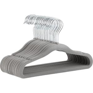 imageAmazon Basics Kids Velvet NonSlip Clothes Hangers for Infant and Toddler 116 in for baby clothes Pack of 50 BlushGray