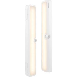 imageAmazon Basics LED Puck Lights Color Changing Battery Operated IR Remote 40 Lumens 2 Pack Wireless Stick on Lights Under Cabinet Lighting Ideal for Closets and More WhiteLED Light Bar  Sensing Swivel