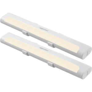 imageAmazon Basics LED Stick On Lights Battery Operated Wireless 65 Lumens Portable Light Under Cabinet Lighting Closet Kitchen 2 Pack WhiteLight Bar