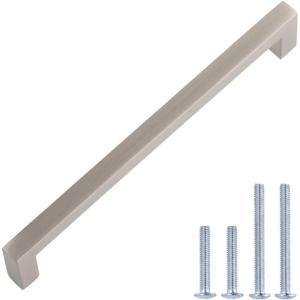 imageAmazon Basics Modern Square Cabinet Pull Handle 539inch Length 5inch Hole Center Golden Champagne 10packSatin Nickel