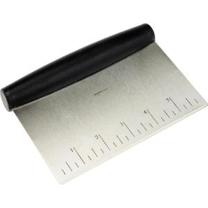 imageAmazon Basics MultiPurpose Stainless Steel ScraperChopper with Contoured Grip 6quot Black Silver