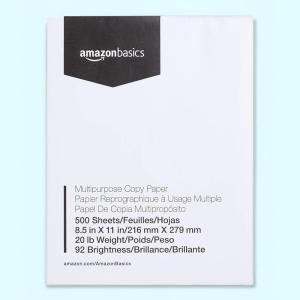 imageAmazon Basics Multipurpose Copy Printer Paper 20 lb 85 x 11 Inches 3 Reams 1500 Sheets 92 Bright White1 Ream  500 Sheets