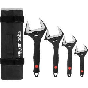 imageAmazon Basics Plumbing Adjustable Wrench with Soft Grip Wide Mouth 634 x 283 x 059 inches LxWxHBlack
