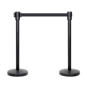 imageAmazon Basics Premium Crowd Control Stanchions with Easy Assembly 65 foot Sturdy Retractable Belts Black Pack of 2