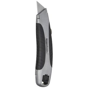 imageAmazon Basics Soft Grip Retractable Utility Knife with 3 Blades BlackSilver