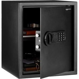 imageAmazon Basics Steel Home Security Electronic Safe with Programmable Keypad Lock for Documents Jewelry Valuables 18 Cubic Feet Black 138quotW x 13quotD x 197quotH152 Cubic Feet