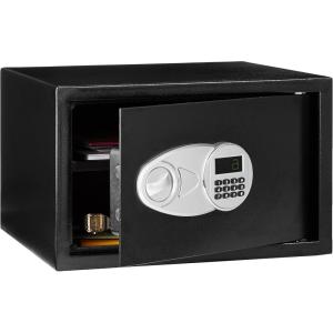 imageAmazon Basics Steel Security Safe and Lock Box with Programmable Electronic Keypad for Valuables Cash Jewelry Documents Black 1 Cubic Foot 169x146x91inches WxDxH12 Cubic Feet