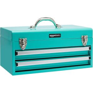 imageAmazon Basics Steel Tool Box Storage and Organization Drawers 1811 x 866 x 945 in Turquoise Powder Coated FinishTurquoise