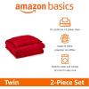 imageAmazon Basics 2 Piece Microfiber Kids Comforter and Pillow Sham Set All Seasons Twin Red SolidTwin