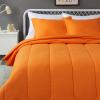 imageAmazon Basics 3 Piece Microfiber Kids Comforter and Pillow Sham Set FullQueen Red SolidBright Orange