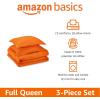 imageAmazon Basics 3 Piece Microfiber Kids Comforter and Pillow Sham Set FullQueen Red SolidBright Orange