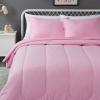 imageAmazon Basics 3 Piece Microfiber Kids Comforter and Pillow Sham Set FullQueen Red SolidLight Pink