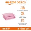 imageAmazon Basics 3 Piece Microfiber Kids Comforter and Pillow Sham Set FullQueen Red SolidLight Pink