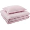 imageAmazon Basics 3 Piece Microfiber Kids Comforter and Pillow Sham Set FullQueen Red SolidLight Pink
