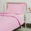 imageAmazon Basics 3 Piece Microfiber Kids Comforter and Pillow Sham Set FullQueen Red SolidLight Pink