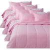 imageAmazon Basics 3 Piece Microfiber Kids Comforter and Pillow Sham Set FullQueen Red SolidLight Pink