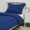 imageAmazon Basics 3 Piece Microfiber Kids Comforter and Pillow Sham Set FullQueen Red SolidNavy