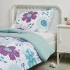 imageAmazon Basics 3 Piece Microfiber Kids Comforter and Pillow Sham Set FullQueen Red SolidPurple Flowers