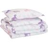 imageAmazon Basics 3 Piece Microfiber Kids Comforter and Pillow Sham Set FullQueen Red SolidPurple Unicorns