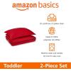 imageAmazon Basics 3 Piece Microfiber Kids Comforter and Pillow Sham Set FullQueen Red SolidRed