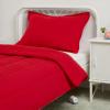imageAmazon Basics 3 Piece Microfiber Kids Comforter and Pillow Sham Set FullQueen Red SolidRed
