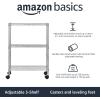 imageAmazon Basics 3Shelf Adjustable Heavy Duty Storage Shelving Unit on 2 PP Plastic Wheel Casters Metal Organizer Wire Rack 232quot L x 134quot W x 3275quot H ChromeChrome