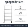 imageAmazon Basics 3Shelf Adjustable Heavy Duty Storage Shelving Unit on 2 PP Plastic Wheel Casters Metal Organizer Wire Rack 232quot L x 134quot W x 3275quot H ChromeChrome
