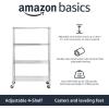 imageAmazon Basics 3Shelf Adjustable Heavy Duty Storage Shelving Unit on 2 PP Plastic Wheel Casters Metal Organizer Wire Rack 232quot L x 134quot W x 3275quot H ChromeChrome