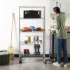 imageAmazon Basics 3Shelf Adjustable Heavy Duty Storage Shelving Unit on 2 PP Plastic Wheel Casters Metal Organizer Wire Rack 232quot L x 134quot W x 3275quot H ChromeChrome