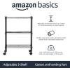 imageAmazon Basics 3Shelf Adjustable Heavy Duty Storage Shelving Unit on 2 PP Plastic Wheel Casters Metal Organizer Wire Rack 232quot L x 134quot W x 3275quot H ChromeBlack