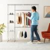 imageAmazon Basics Expandable Adjustable Metal Hanging Storage Organizer Rack Wardrobe with Shelves 5780 x 14 x 72 inches LxWxH Chrome