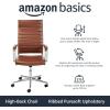 imageAmazon Basics HighBack Swivel Desk Chair Ergonomic Ribbed Faux Leather Upholstery Lumbar Support Home Modern Style Brick Red 2475quotD x 2325quotW x 4525quotHBrick Red