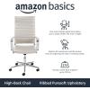 imageAmazon Basics HighBack Swivel Desk Chair Ergonomic Ribbed Faux Leather Upholstery Lumbar Support Home Modern Style Brick Red 2475quotD x 2325quotW x 4525quotHStunning White