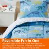 imageAmazon Basics Kids 3 Piece Cotton Reversible Comforter Set with Sham USTCP Certified Cotton FullQueen Unicorns and RainbowsDinosaurs