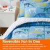 imageAmazon Basics Kids 3 Piece Cotton Reversible Comforter Set with Sham USTCP Certified Cotton FullQueen Unicorns and RainbowsDinosaurs