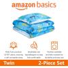 imageAmazon Basics Kids 3 Piece Cotton Reversible Comforter Set with Sham USTCP Certified Cotton FullQueen Unicorns and RainbowsDinosaurs