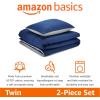 imageAmazon Basics Kids 3 Piece Cotton Reversible Comforter Set with Sham USTCP Certified Cotton FullQueen Unicorns and RainbowsNavy Blue and Grey