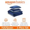 imageAmazon Basics Kids 3 Piece Cotton Reversible Comforter Set with Sham USTCP Certified Cotton FullQueen Unicorns and RainbowsNavy Blue and Grey