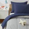 imageAmazon Basics Kids 3 Piece Cotton Reversible Comforter Set with Sham USTCP Certified Cotton FullQueen Unicorns and RainbowsNavy Blue and Grey