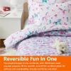 imageAmazon Basics Kids 3 Piece Cotton Reversible Comforter Set with Sham USTCP Certified Cotton FullQueen Unicorns and RainbowsUnicorns and Rainbows