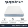 imageAmazon Basics Memory Foam Mattress Medium Firm Cooling Gel Full Size Mattress CertiPURUS Certified Foam 75 x 54 x 10 inches WhiteGrayTwin