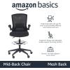 imageAmazon Basics MidBack Mesh Office Drafting Chair Stool with Adjustable Footrest FlipUp Arms BlackFlip up arms