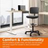 imageAmazon Basics MidBack Mesh Office Drafting Chair Stool with Adjustable Footrest FlipUp Arms BlackNo Arms