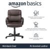imageAmazon Basics Office Computer Task Desk Chair with Padded Armrests MidBack Adjustable 360 Swivel Rolling 275 Pound Capacity 242quotD x 24quotW x 386quotH BIFMA Certified White Faux LeatherDark Brown